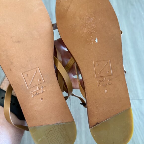 Either/Or Tan Leather Strappy Sandals Size 10 - Picture 5 of 5